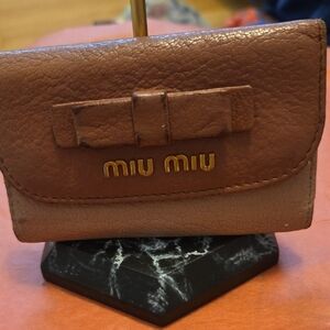 Miu Miu Tan Leather Key & Card Holder